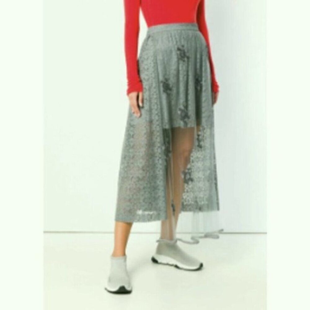 Stella McCartney embellished lace high low skirt Gray size 10